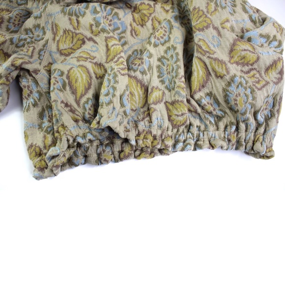 FP No Ordinary Puff Sleeve Open Tie Back Lime Green and Oatmeal Large NWT - Picture 7 of 8